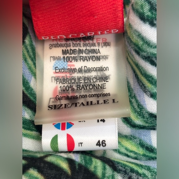 Red Carter Anthropologie Flowy Ruffle Tiered beach coverup dress, palm tree - Picture 12 of 12